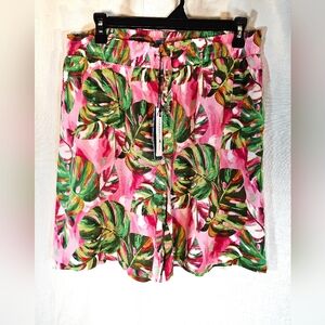 Nwt Caribbean Joe M Elastic Drawstring Tropical Shorts